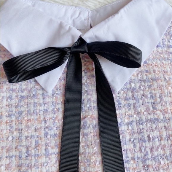 Knotted Detail Frayed Trim 2 In 1 Tweed Dress - Picture 6 of 7